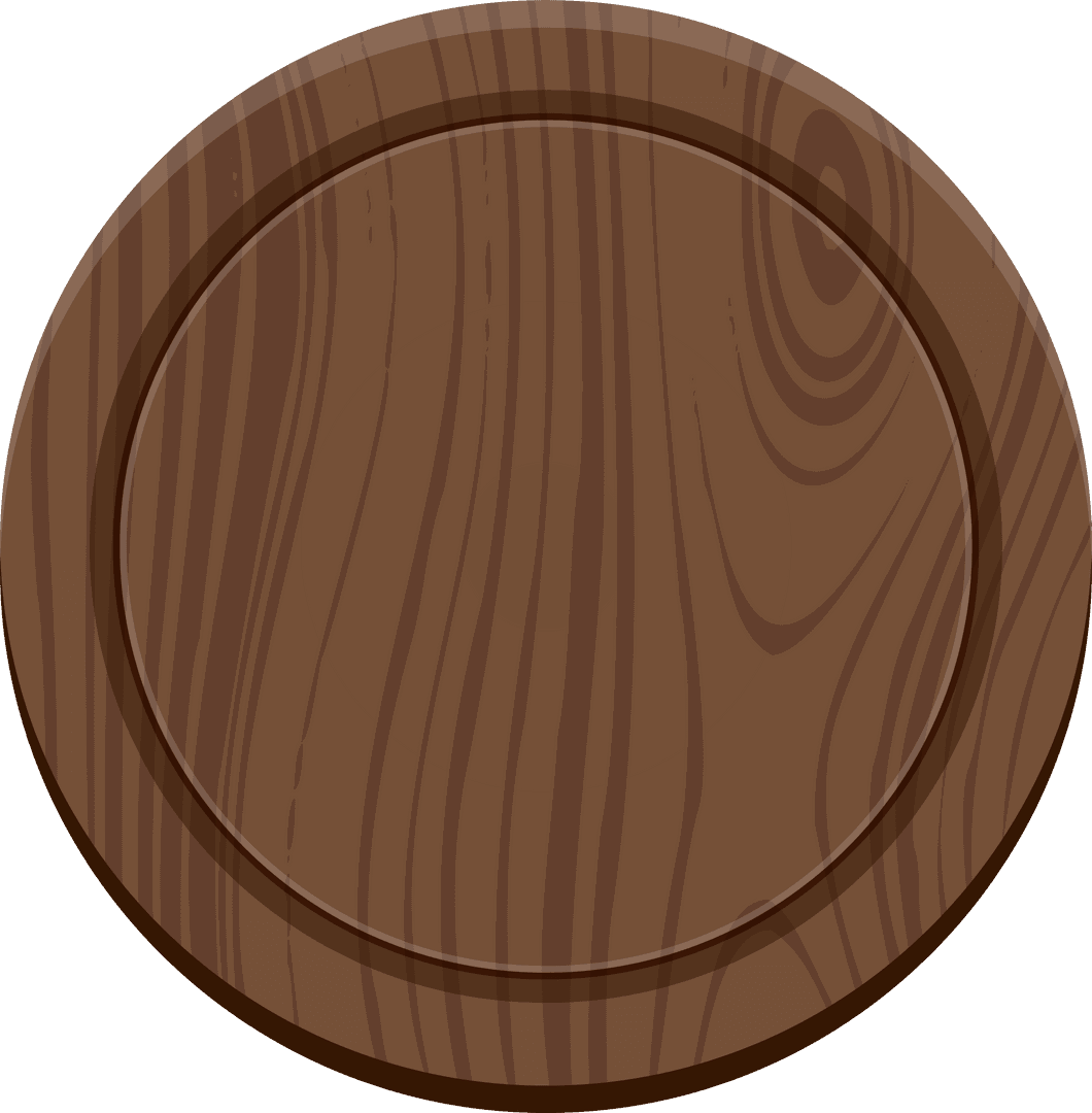 Round Wooden Platter on Transparent Background Rustic Decor
