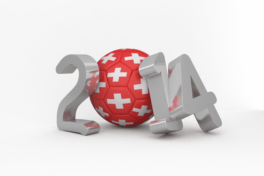 2014 Number with Switzerland Flag Ball on Transparent Background