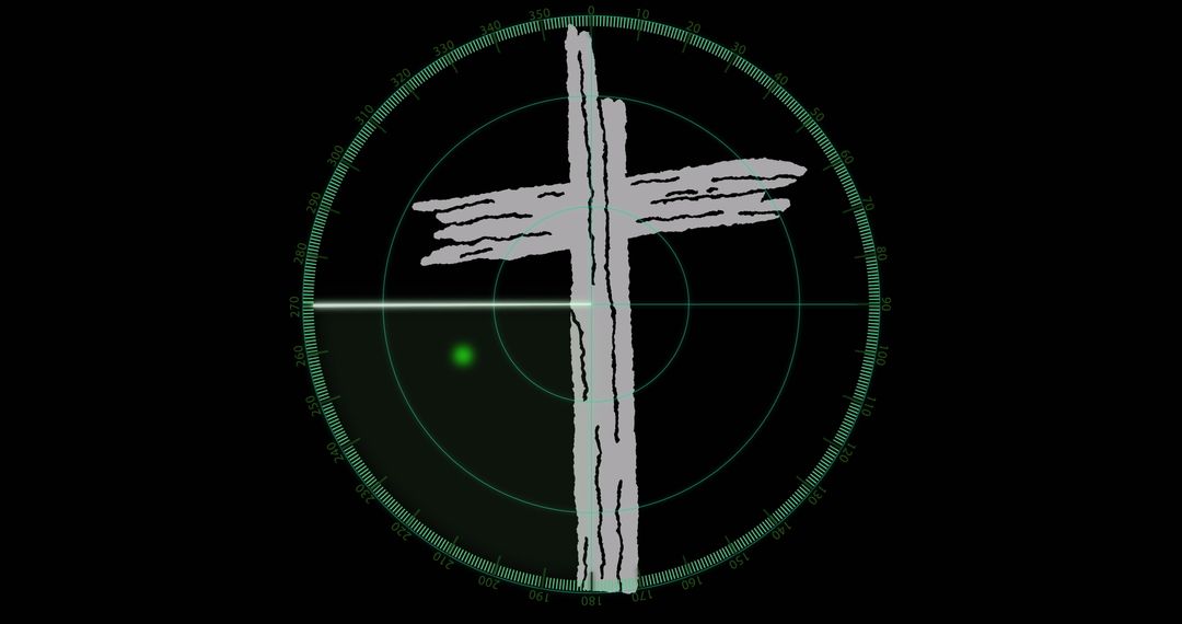 Cross Centered on Futuristic Radar Display