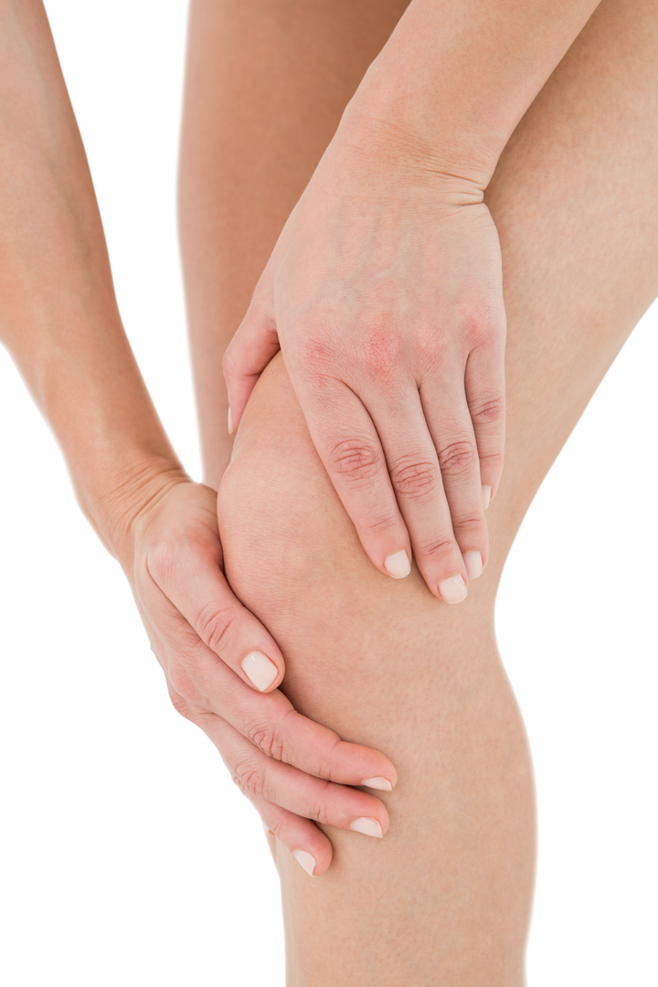 Woman Touching Painful Knee, Highlighting Discomfort, Transparent Background - Download Free Stock Images Pikwizard.com