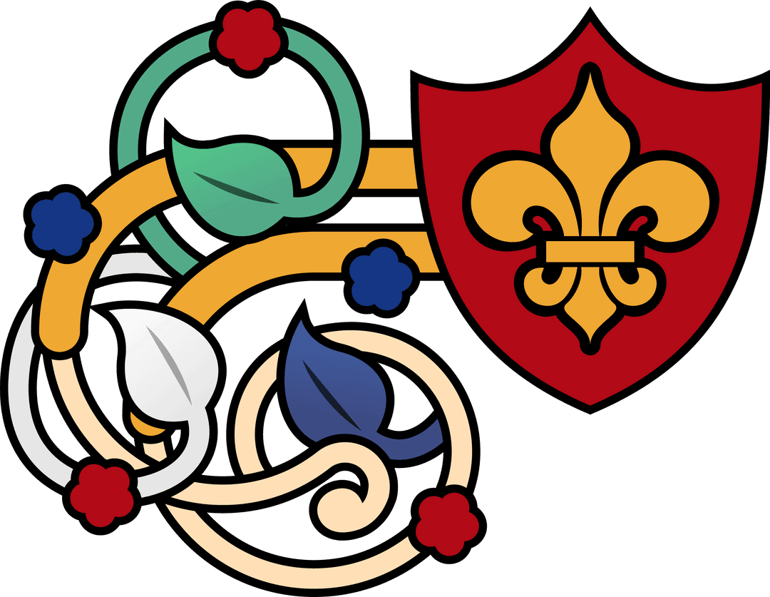 Heraldic Fleur-de-Lis Emblem on Transparent Background