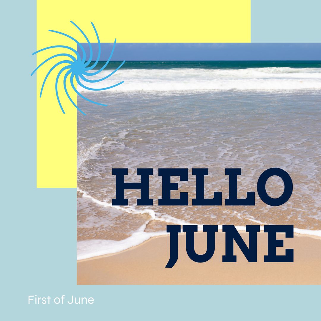 Hello June Summer Beach Concept with Vibrant Colors