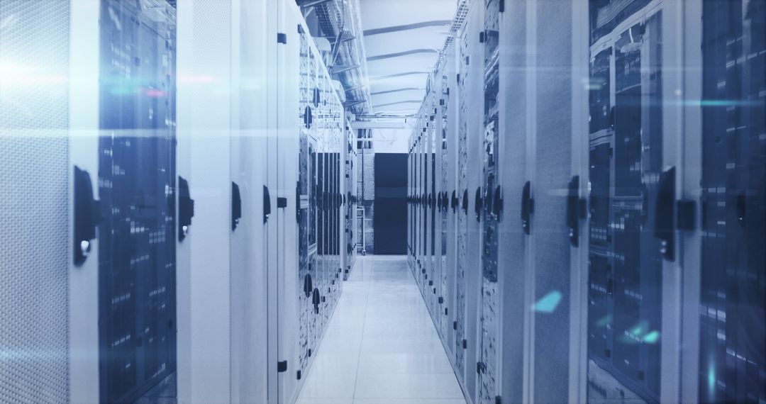 Data Center Corridor with Cutting-Edge Server Racks