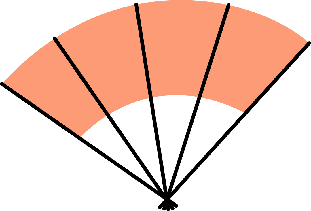 Minimalist Transparent Folding Fan Asian Design on Clear Background