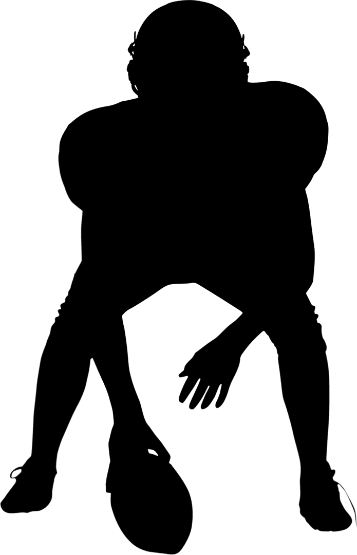 Transparent Football Lineman Crouching in Ready Position