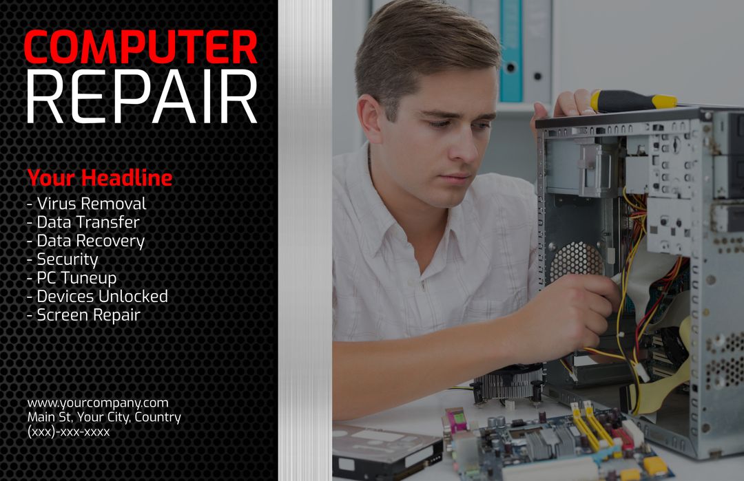 Professional Computer Repair Service Advertisement - Download Free Stock Templates Pikwizard.com