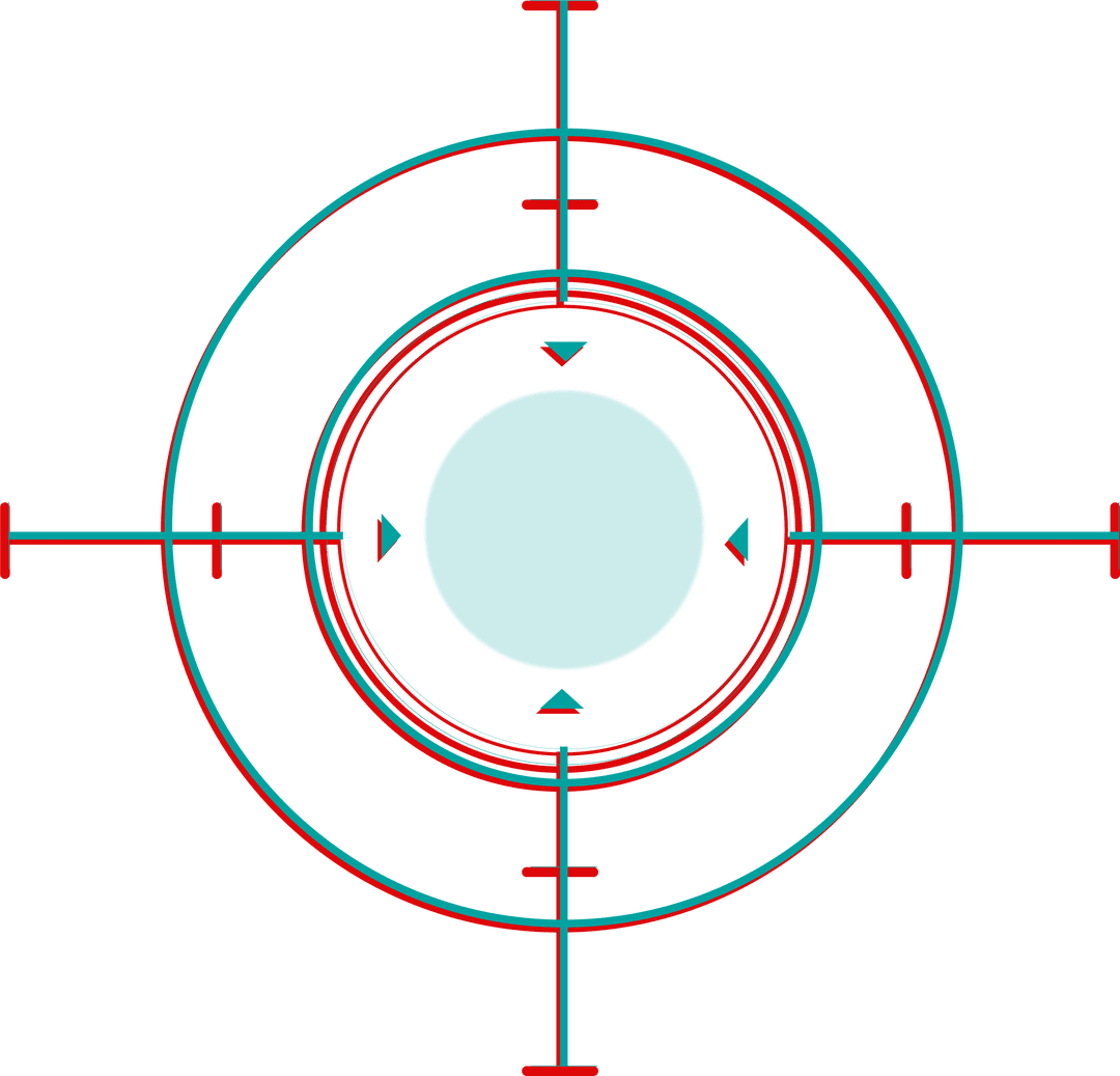 Flat Design Reticle on Transparent Background Features Rings and Crosshairs