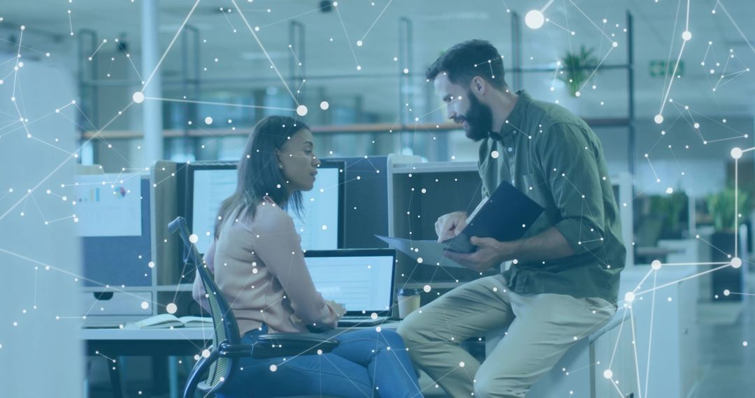 Software Professionals Collaborating in High-Tech Office Setting