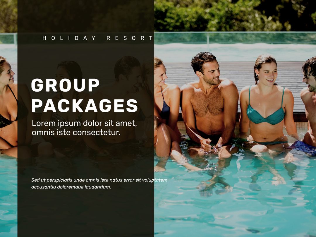 Group Enjoying Relaxing Swim at Tropical Resort Poolside