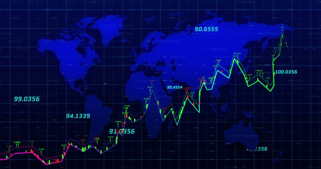 Global Financial Data and Digital Interface Visualization