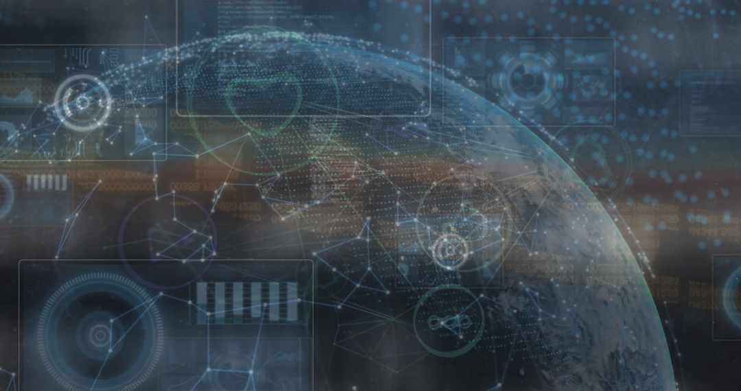 Digital Interfaces Over Earth Connectivity Symbols