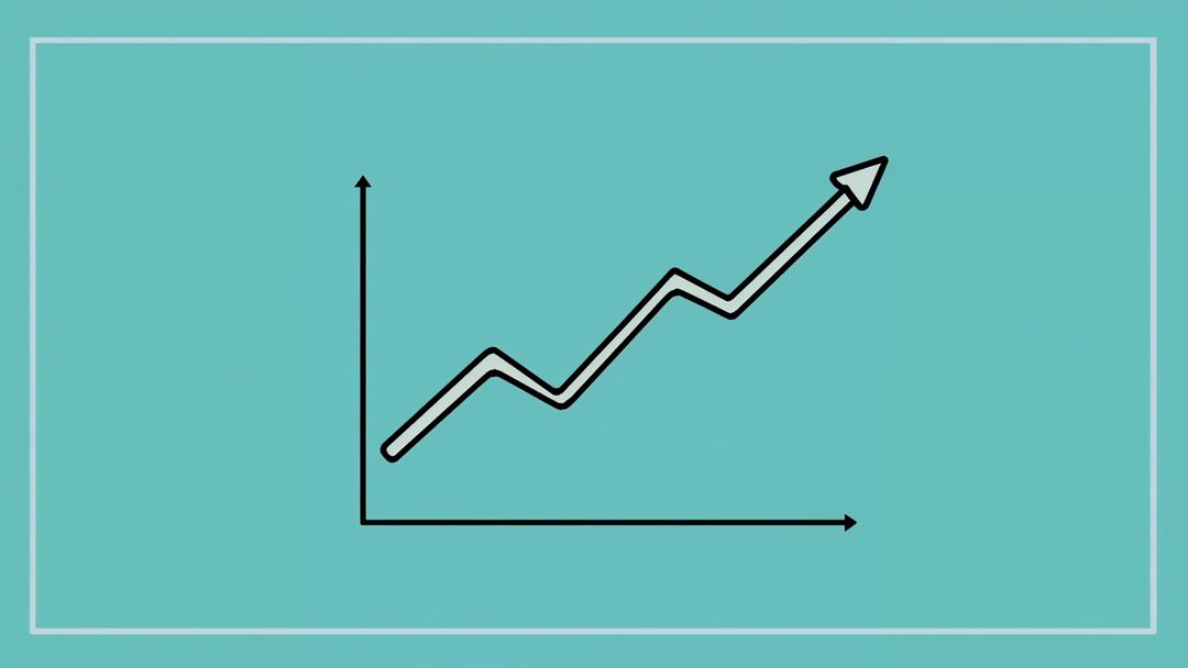 Rising Trend Line on Turquoise Background