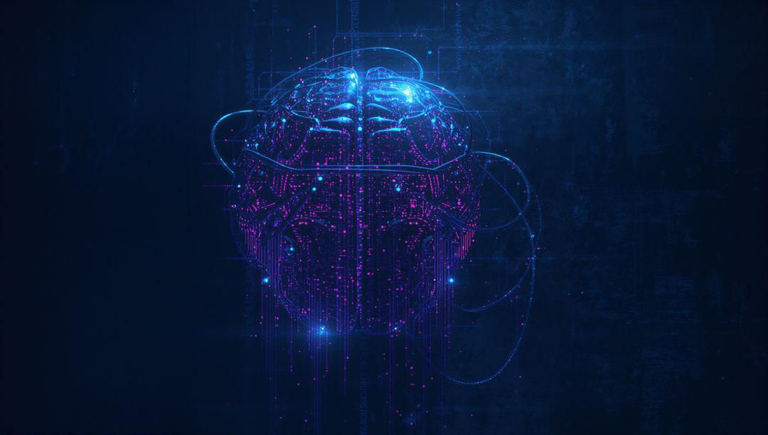 Glowing Digital Brain in Virtual Cyber Space