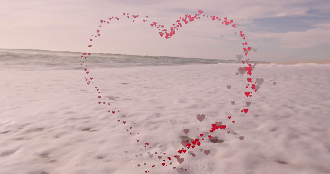 Heart Shape Against Serene Ocean Waves on Coastal Shoreline