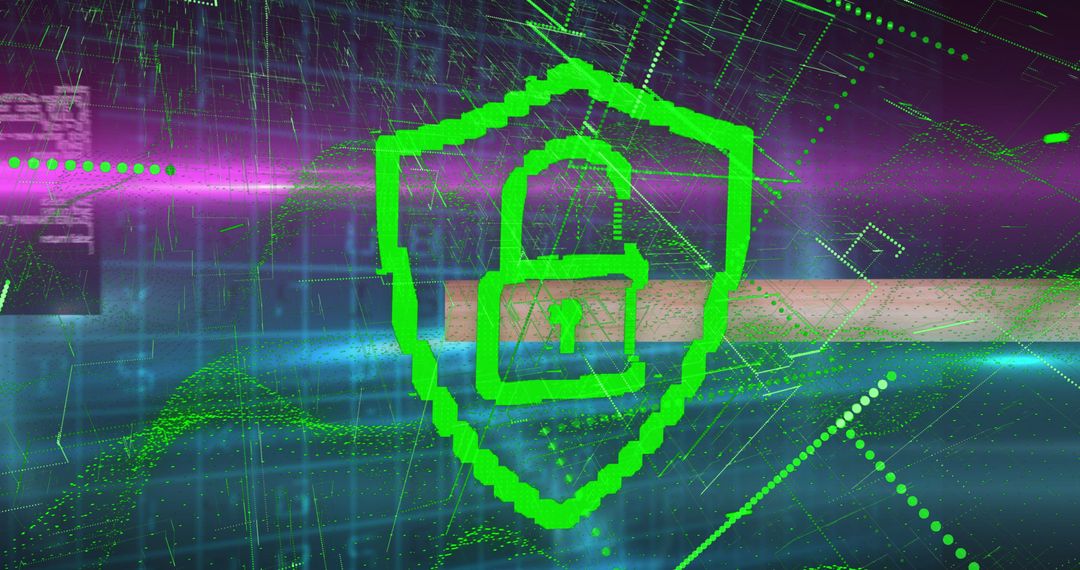 Cybersecurity Padlock Over Data Network