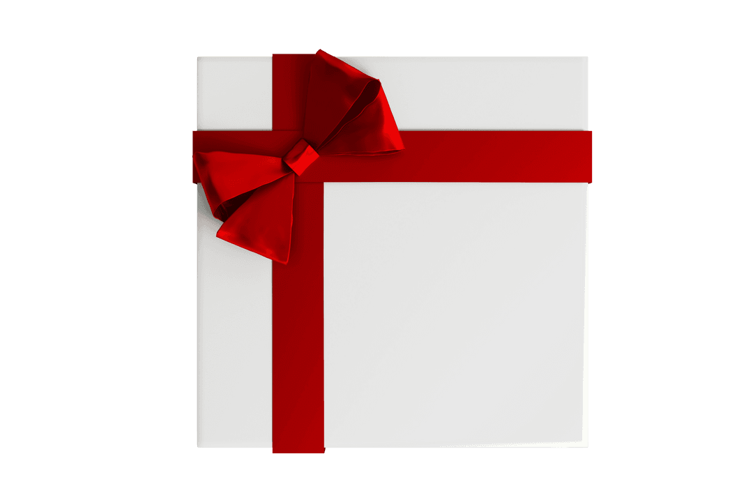 Transparent Gift Box with Red Bow for Christmas Celebrations