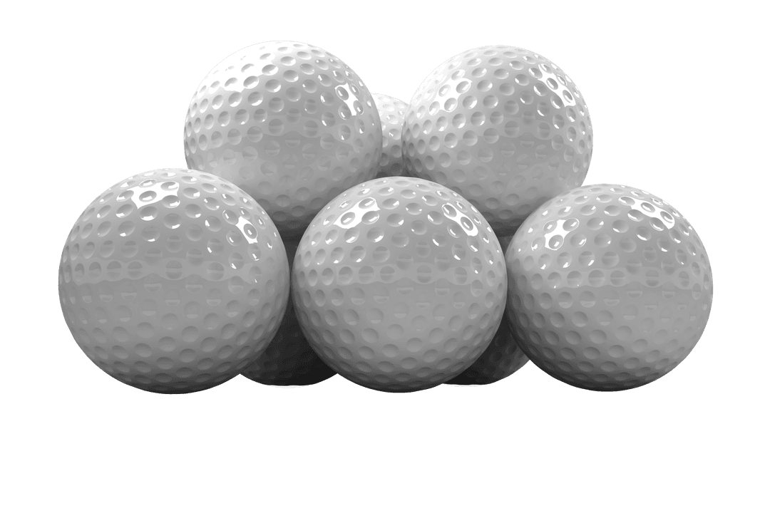 Realistic Golf Balls with Transparent Background for Sports Designs
