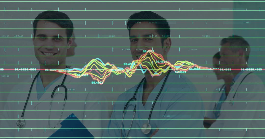 Healthcare Team with Analytics Data Overlaid in Medical Environment