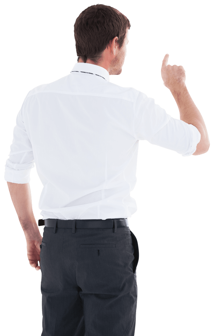 Businessman Pointing Transparent with Copy Space