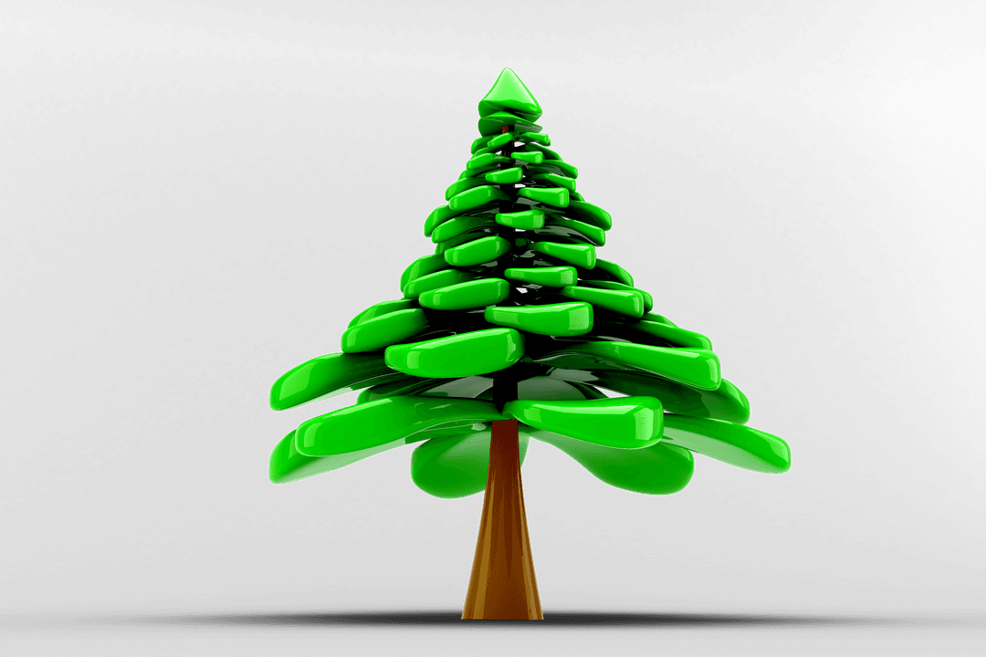 Glossy Holiday Christmas Tree with Transparent Background