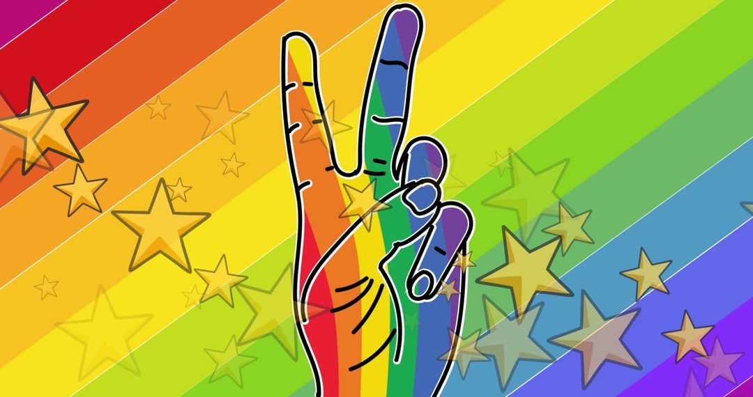 Rainbow Hand with Stars Symbolizing LGBTQ Pride
