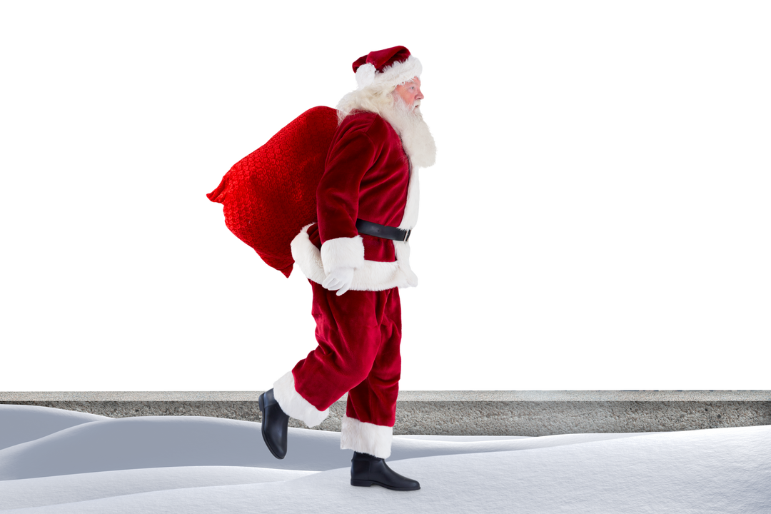 Transparent Santa Claus Walking with Sack on Snow Background - Download Free Stock Images Pikwizard.com