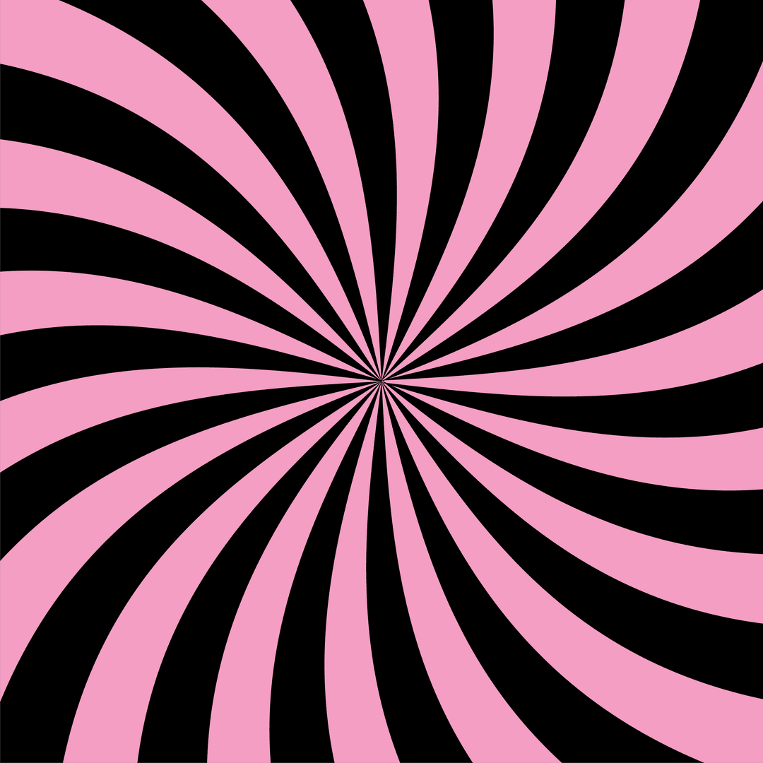 Abstract Pink and Black Swirl Radiates on Transparent Background