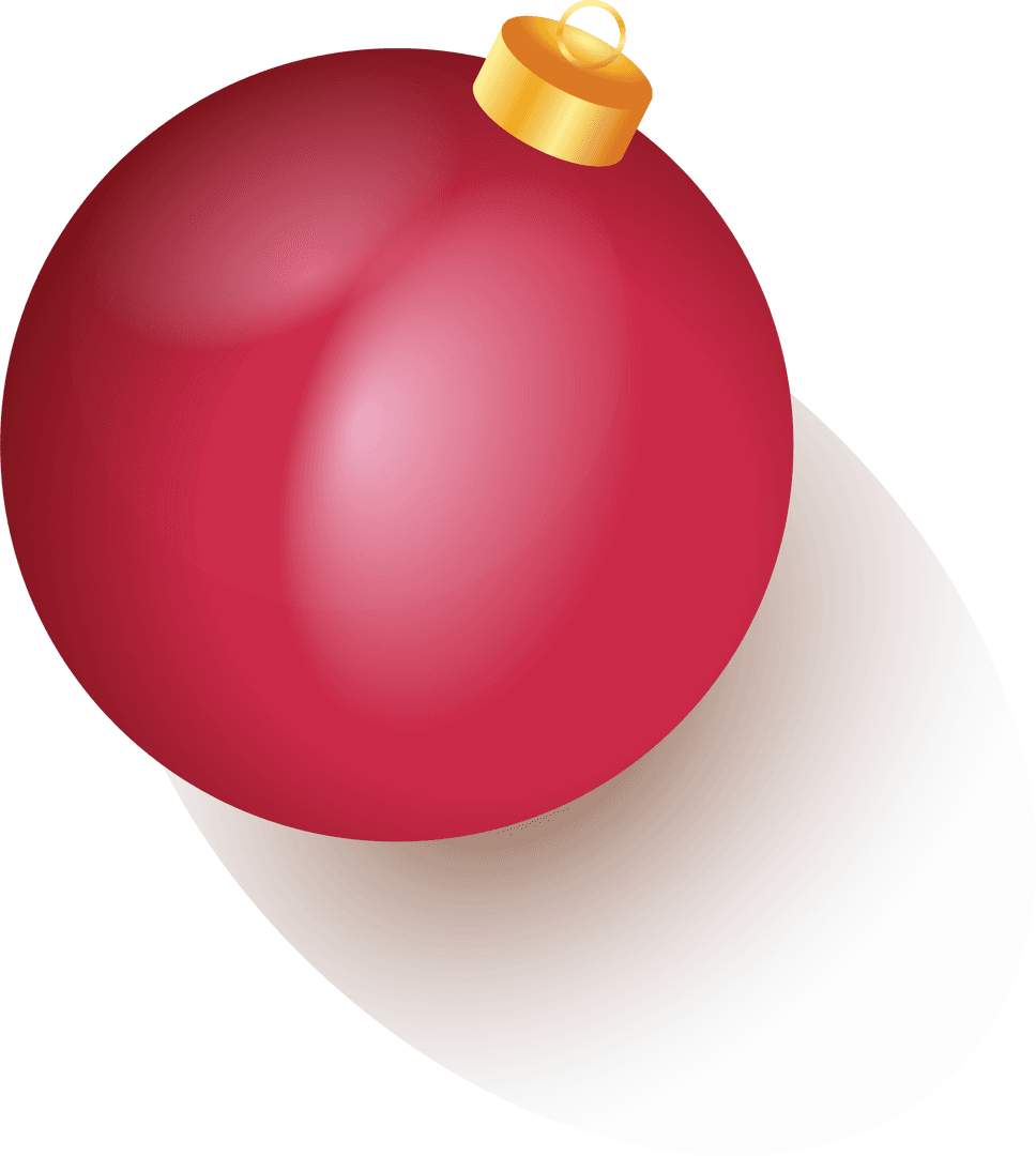 Glossy Red Christmas Ornament on Transparent Background