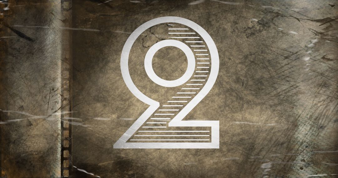 Number Two on Rustic Metallic Background Symbolizing Antiquity