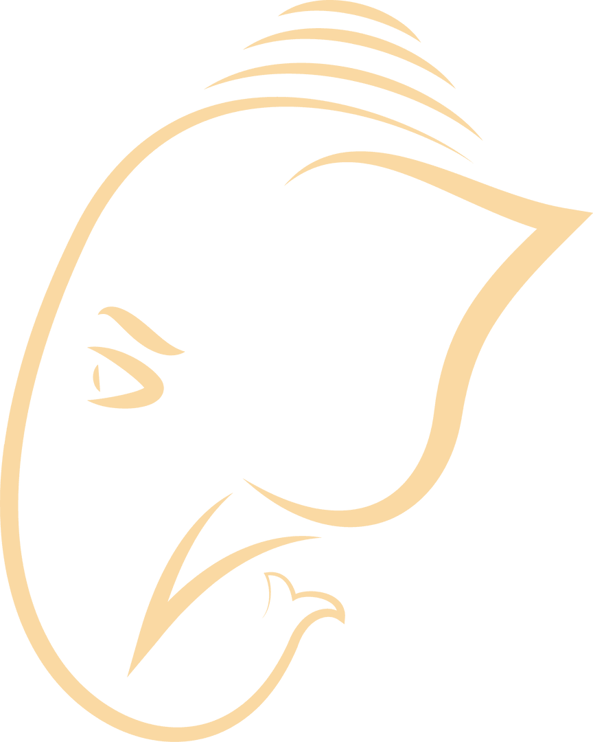 Abstract Elephant Profile on Transparent Background Minimalist Design