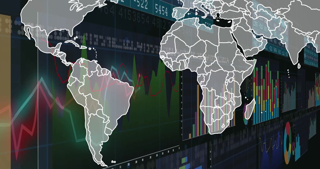 World Map with Data Visualization Overlay