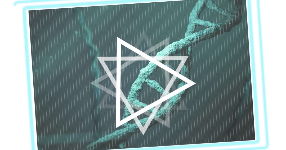 Abstract DNA Strand with Digital Triangles Overlay