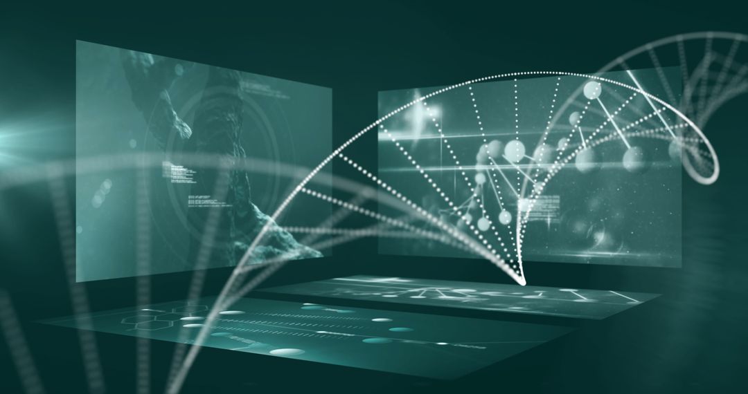 DNA Helix Overlaying Digital Data Interface