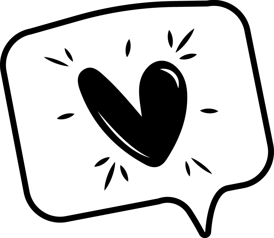 Stylized Heart in Speech Bubble on Transparent Background