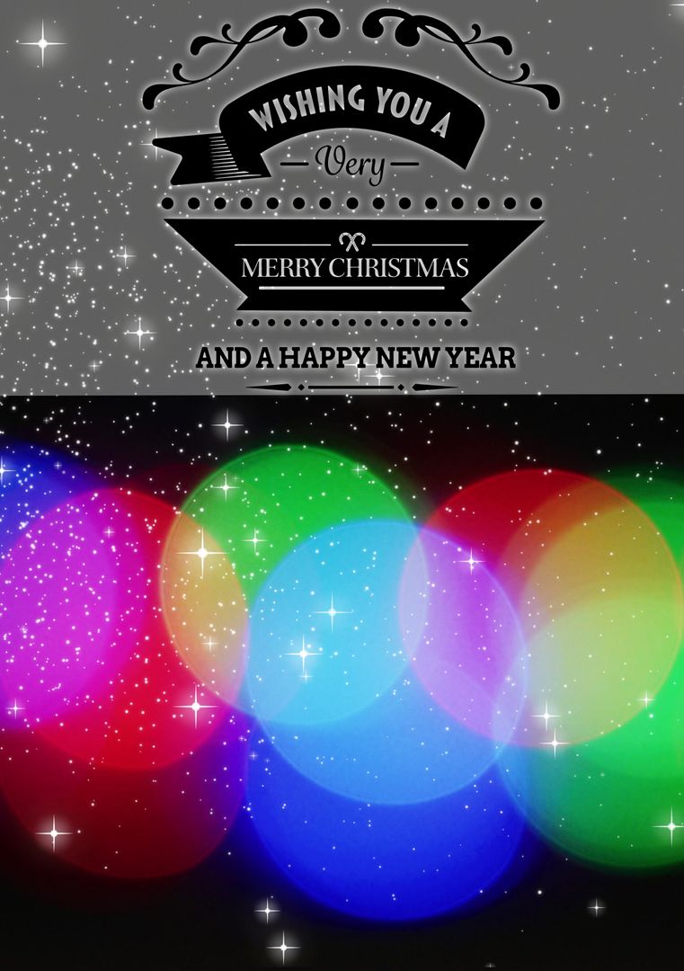 Merry Christmas Greeting with Festive Lights and Snow