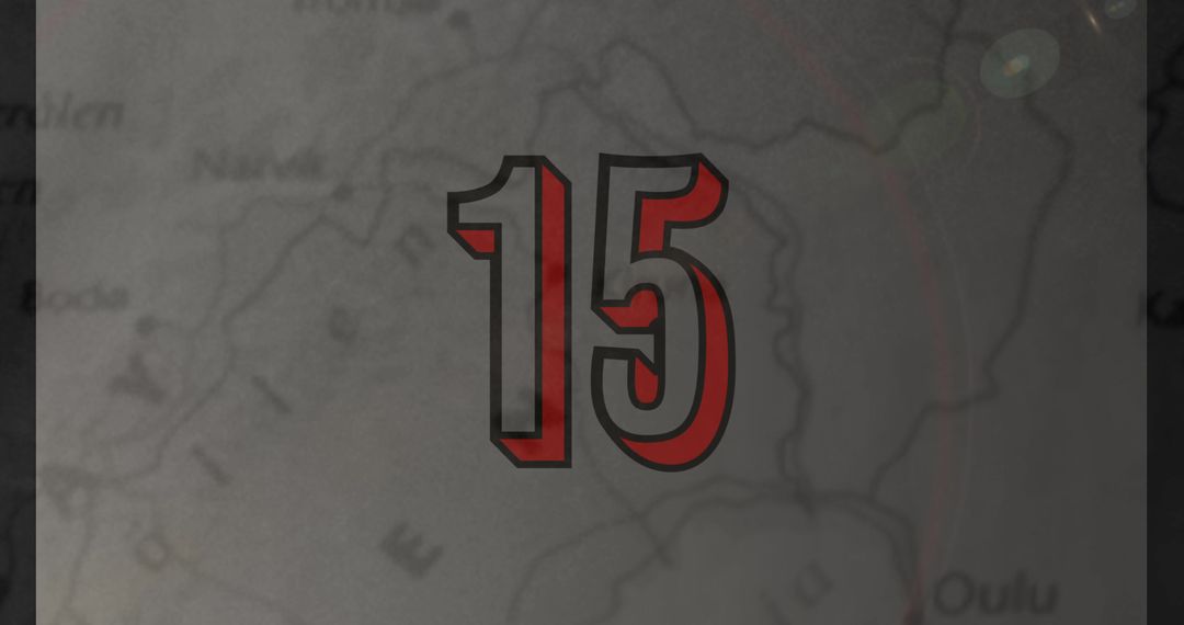 Bold Countdown Number 15 on Mysterious Grey Background