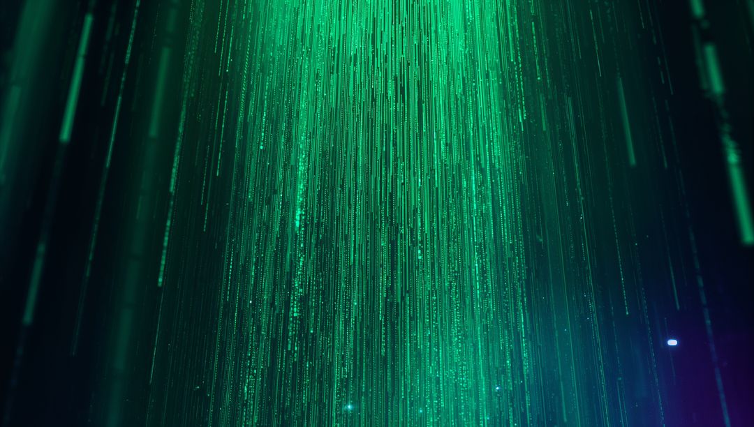 Futuristic Neon Green Code Streaming in Cyber Space