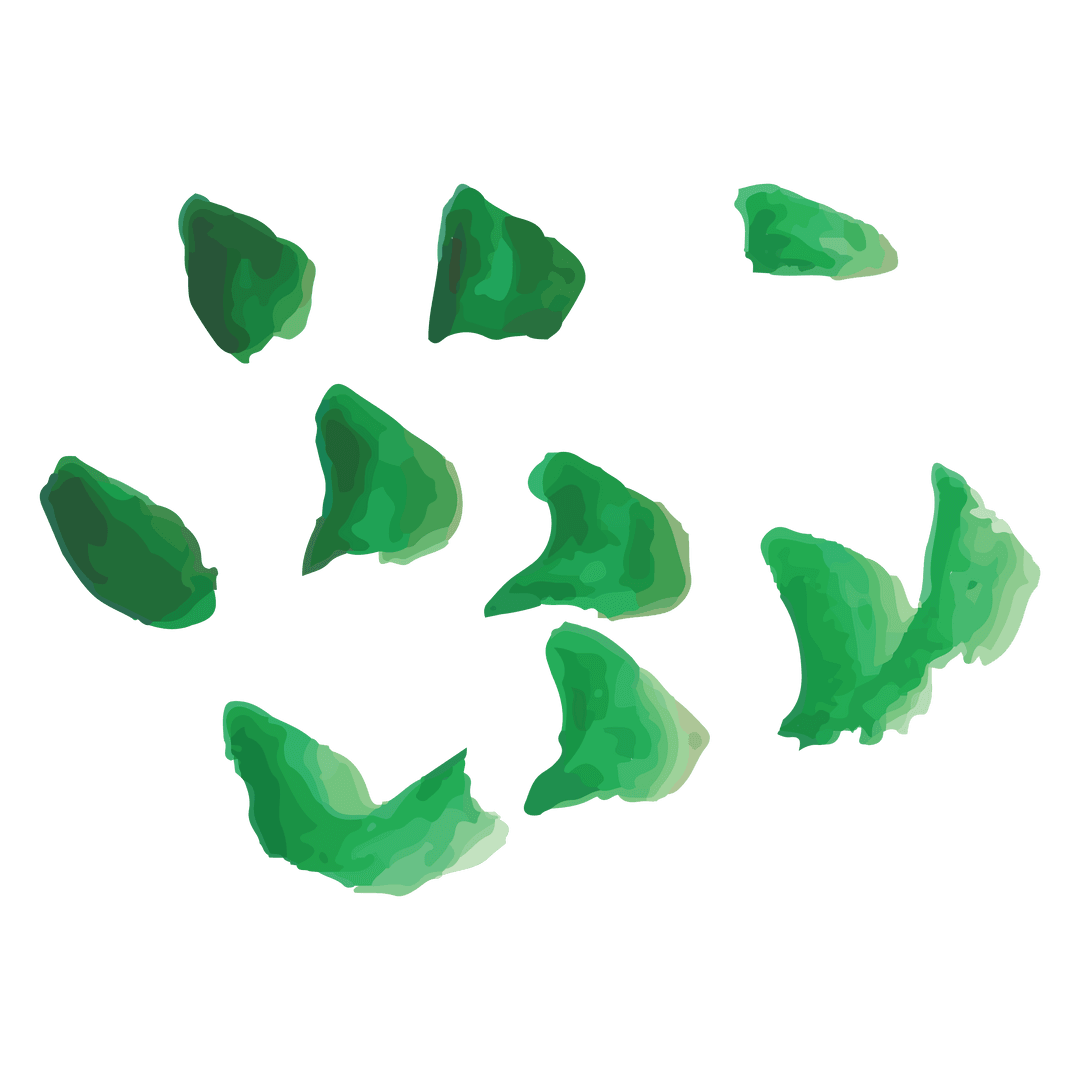 Abstract green paint stains on transparent background