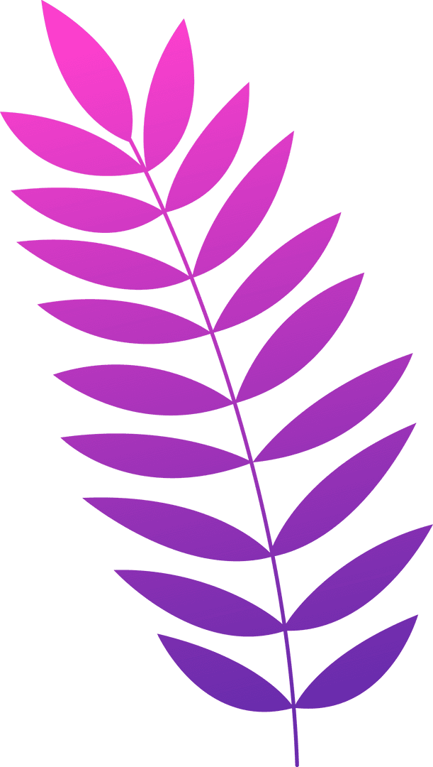 Transparent Fern Leaf with Vibrant Pink-Purple Gradient