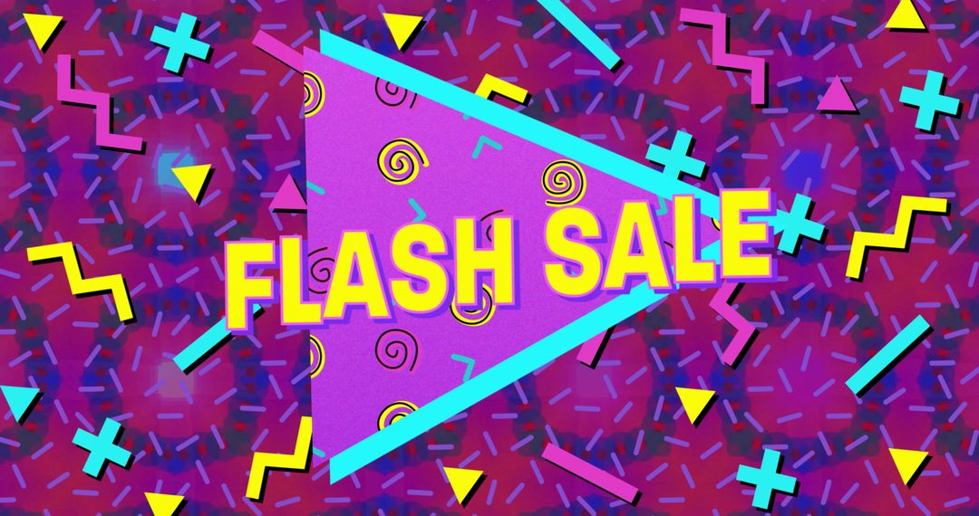 Retro Flash Sale Announcement with Vibrant Abstract Shapes