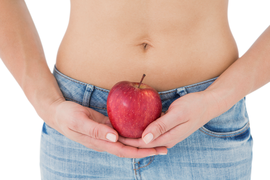 Fit Woman Holding Red Apple Near Abs in Transparent Background - Download Free Stock Images Pikwizard.com