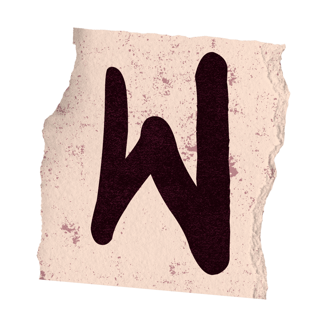 Torn Beige Paper with Abstract W On Transparent Background