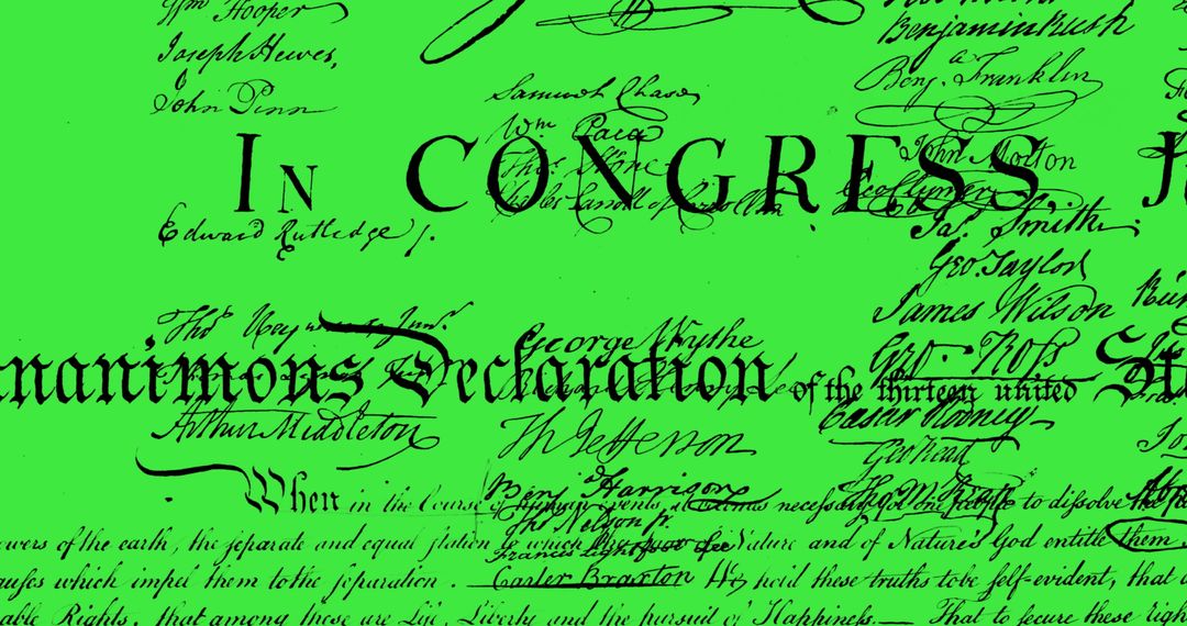 United States Declaration Manuscript on Green Background - Free Images, Stock Photos and Pictures on Pikwizard.com