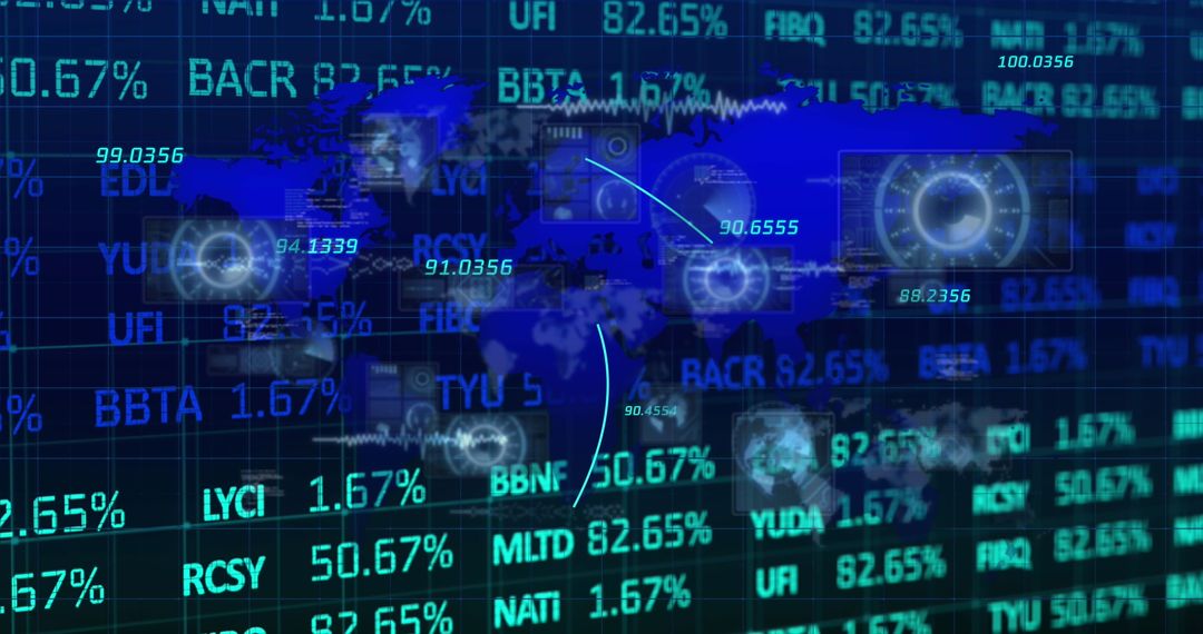 Global Data Interface Over Blue World Map