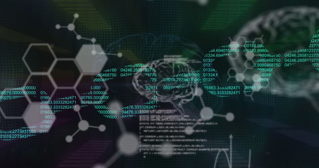 Futuristic AI Concepts with Digital Brain and Data Analysis