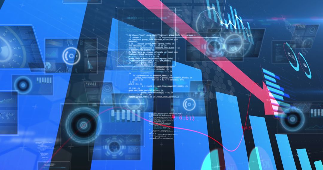 Digital Data Futuristic Overlay on Abstract Background