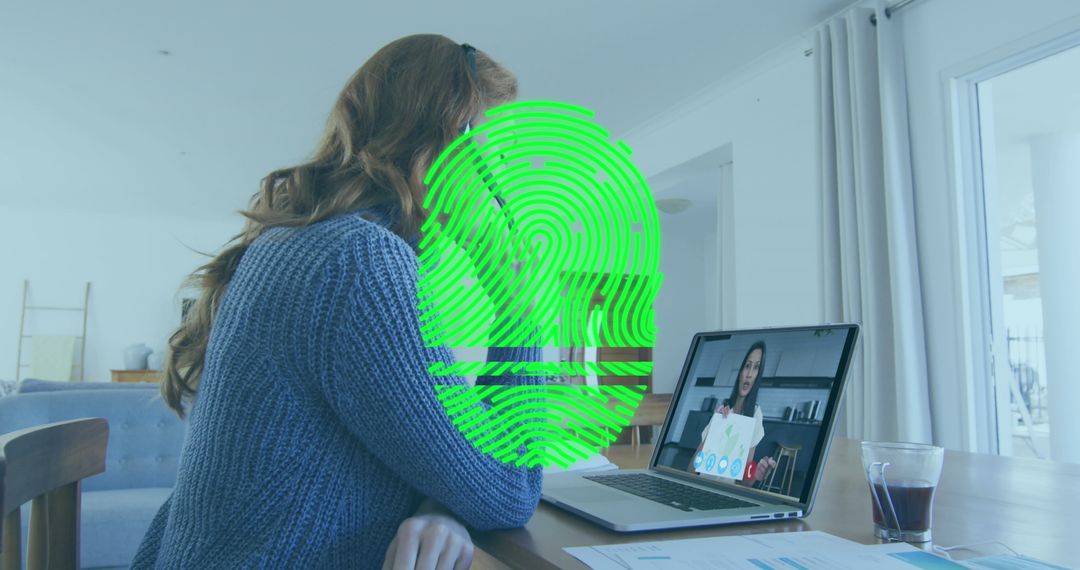 Woman Engaging in Video Call at Home Office Setup