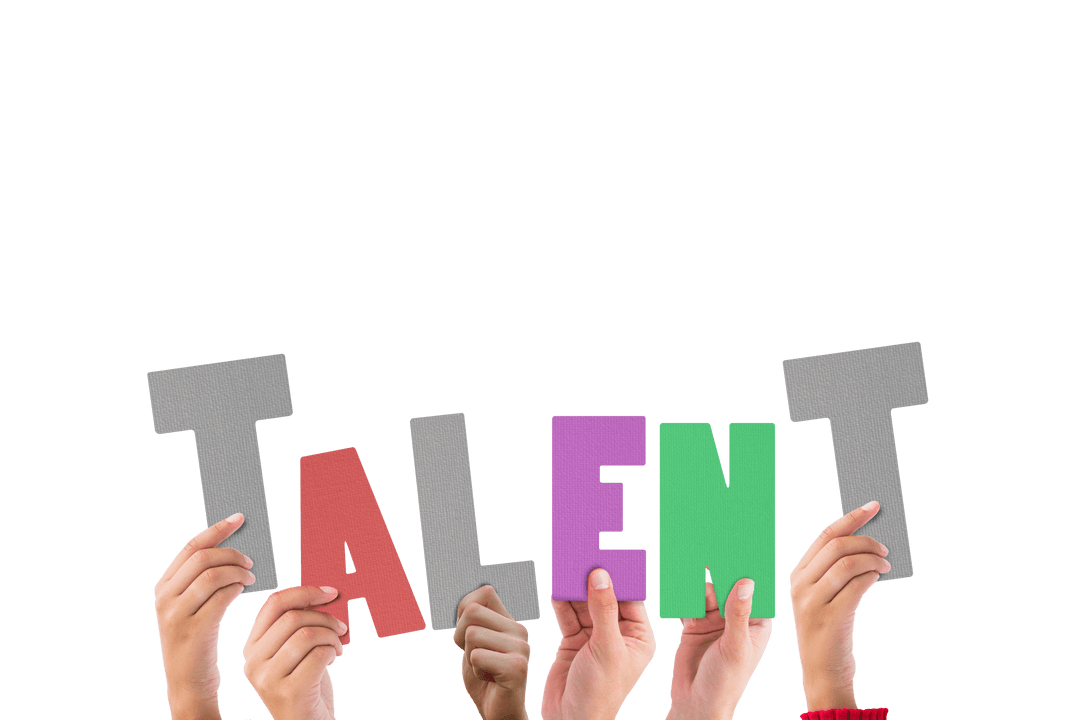 Hands Holding Colorful Alphabets Forming Transparent Talent