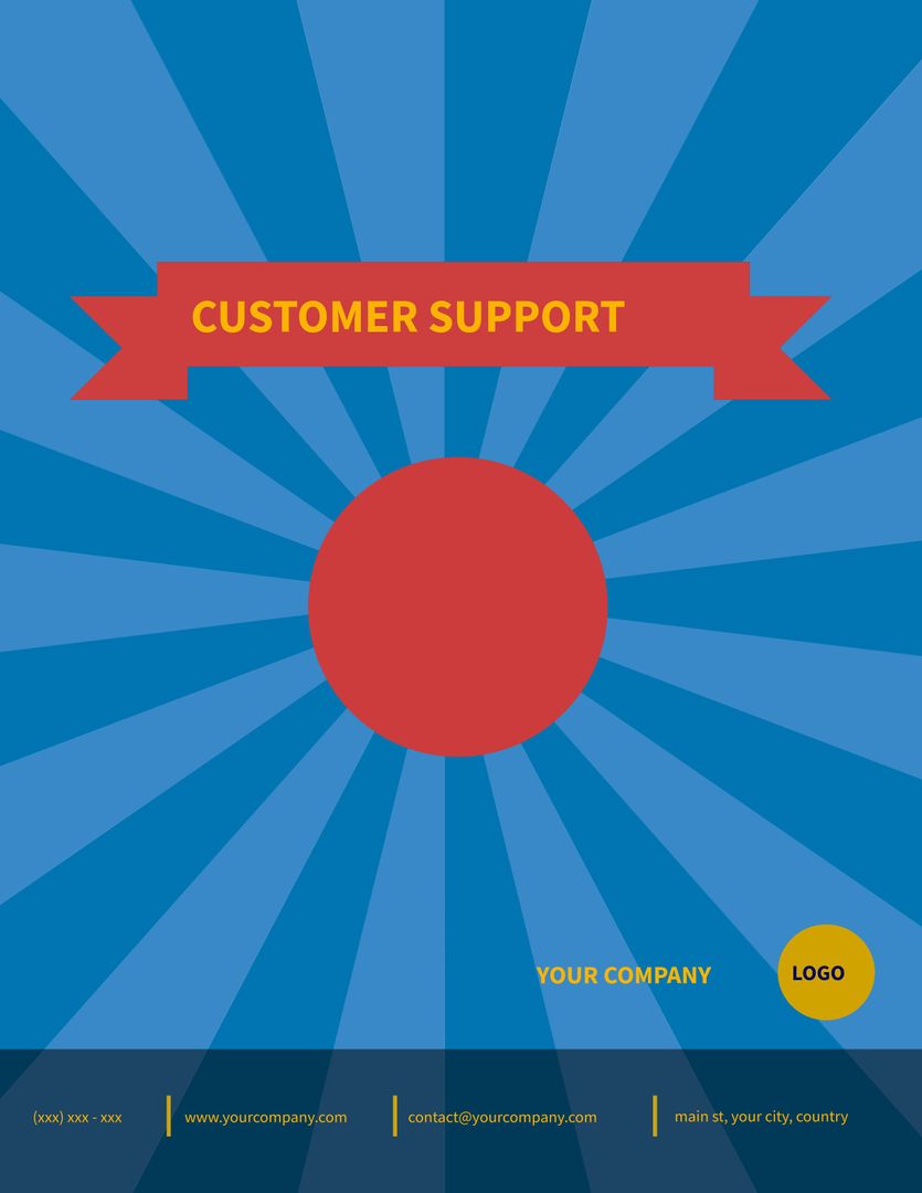 Vibrant Customer Support Announcement Template with Contact Details - Download Free Stock Templates Pikwizard.com