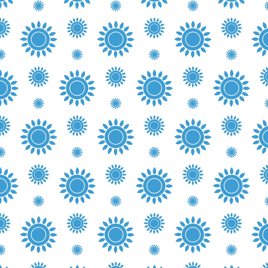 Blue Sun Shapes Pattern on Transparent Background Vector